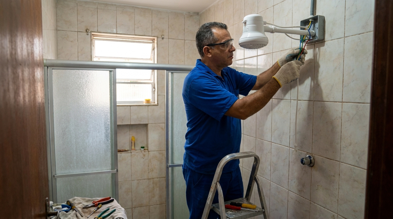 Substituição de Chuveiro Antigo em Presidente Prudente‑SP